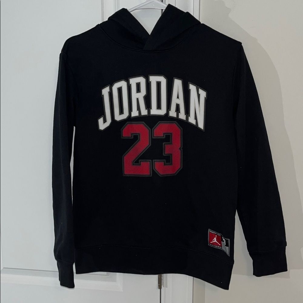 Air jordan 23 boys kids Black Hooded Hoodie Basketball Sweatshirt Sz L 12/13 old